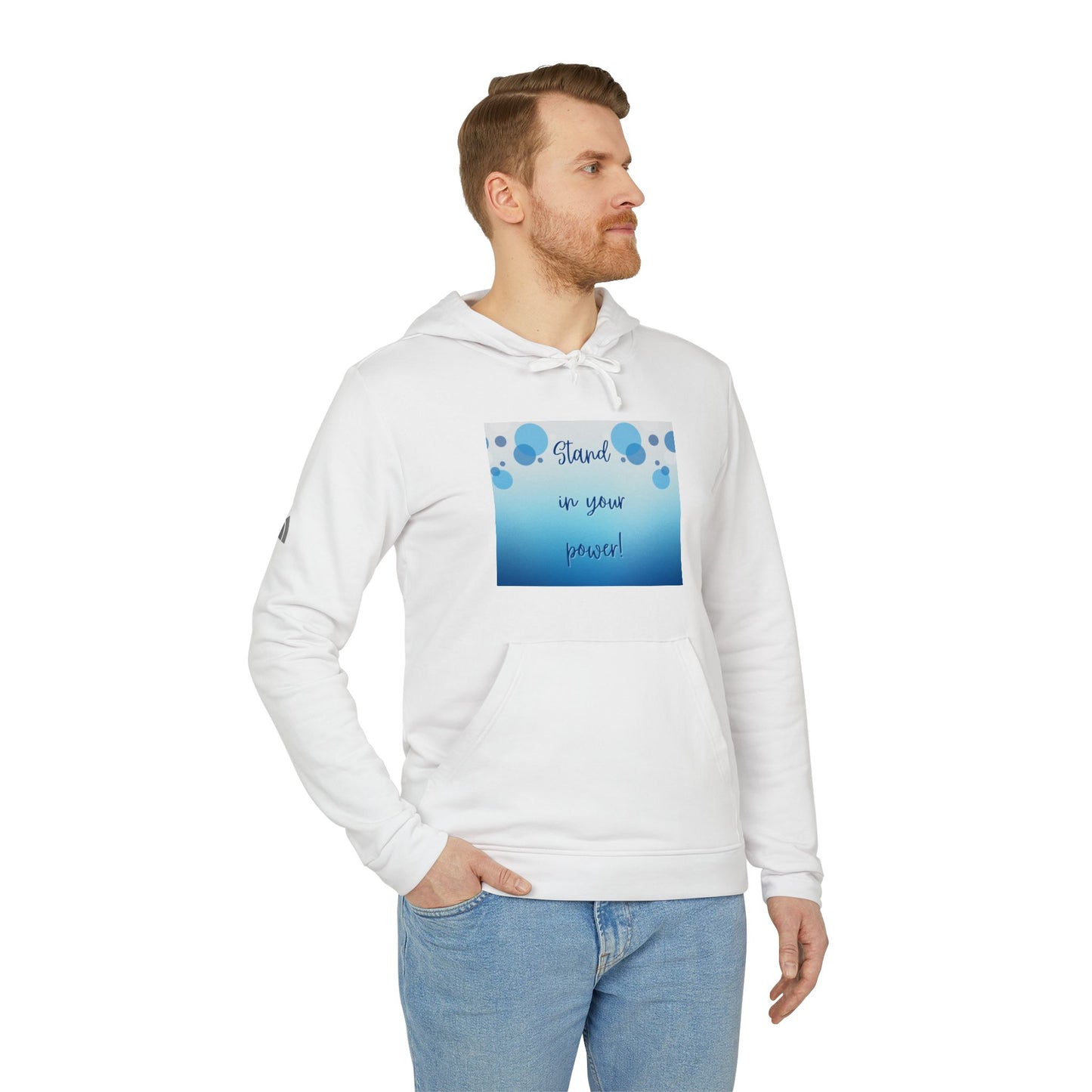 Adidas Fleece Hoodie -Empowering "Stand in Your Power!" Design - Cosy Comfort for Everyday Wear