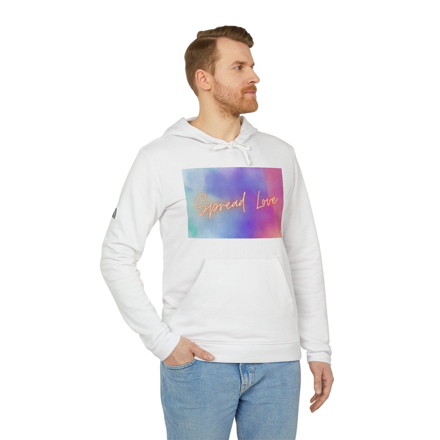 Fleece Hoodie - Spread Love Design, Cosy and Colourful Streetwear