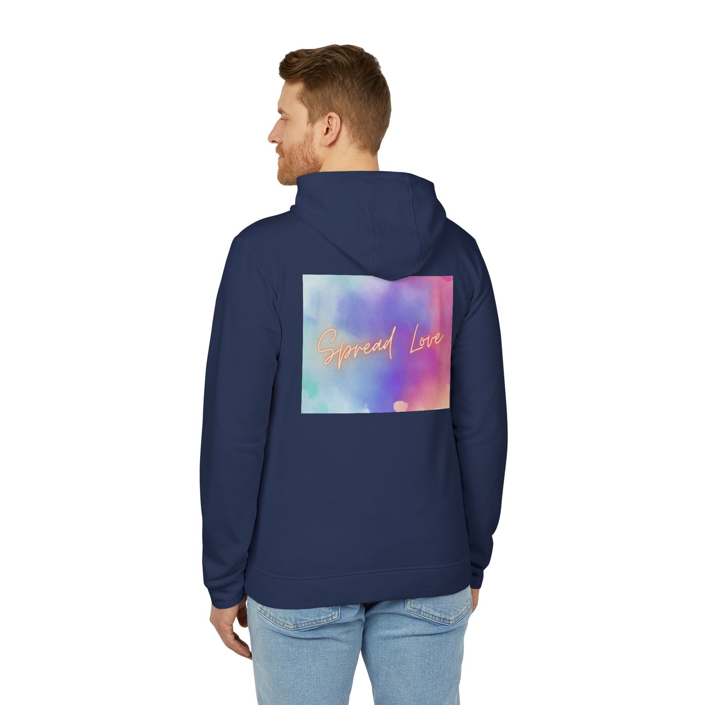 Fleece Hoodie - Spread Love Design, Cosy and Colourful Streetwear