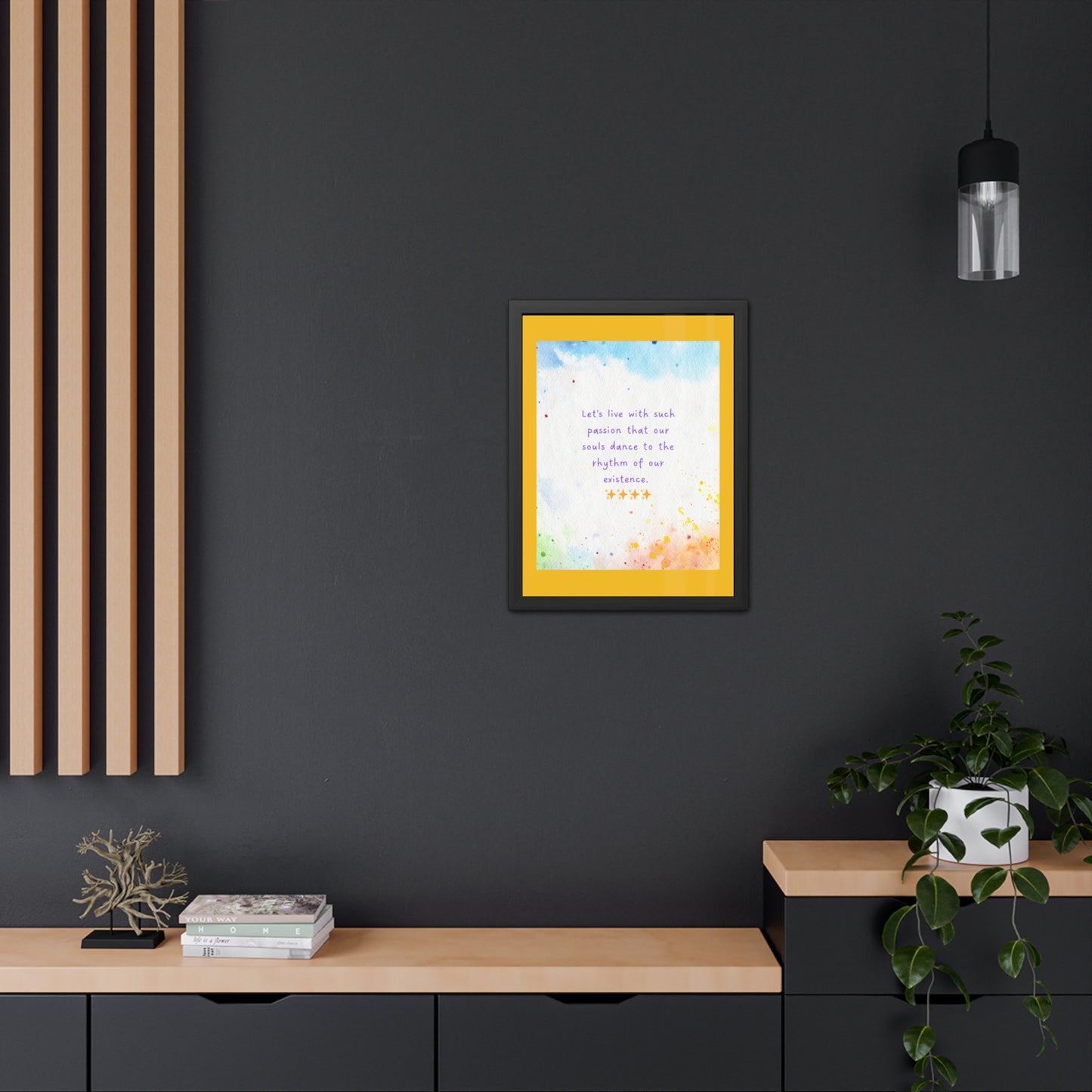 Inspirational Colourful Framed Print - Lets Live With Passion Design