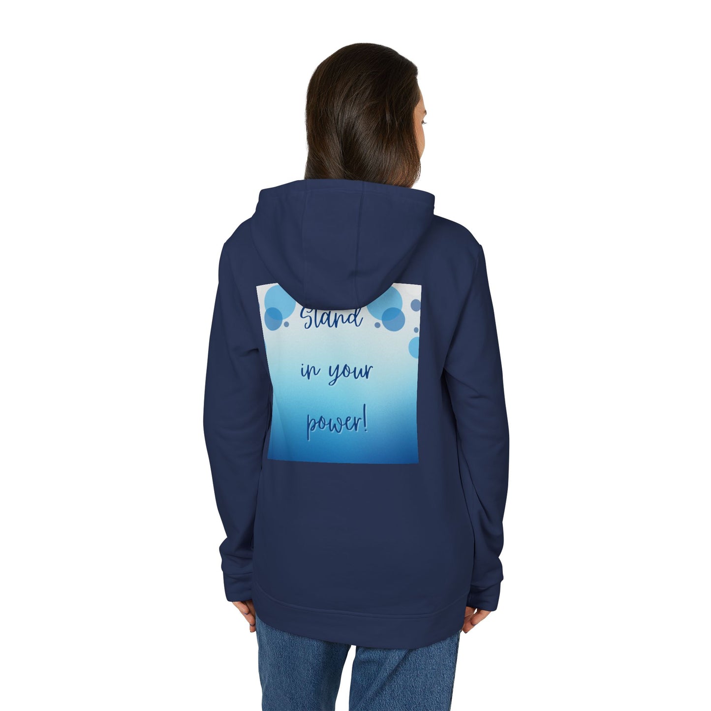 Adidas Fleece Hoodie -Empowering "Stand in Your Power!" Design - Cosy Comfort for Everyday Wear