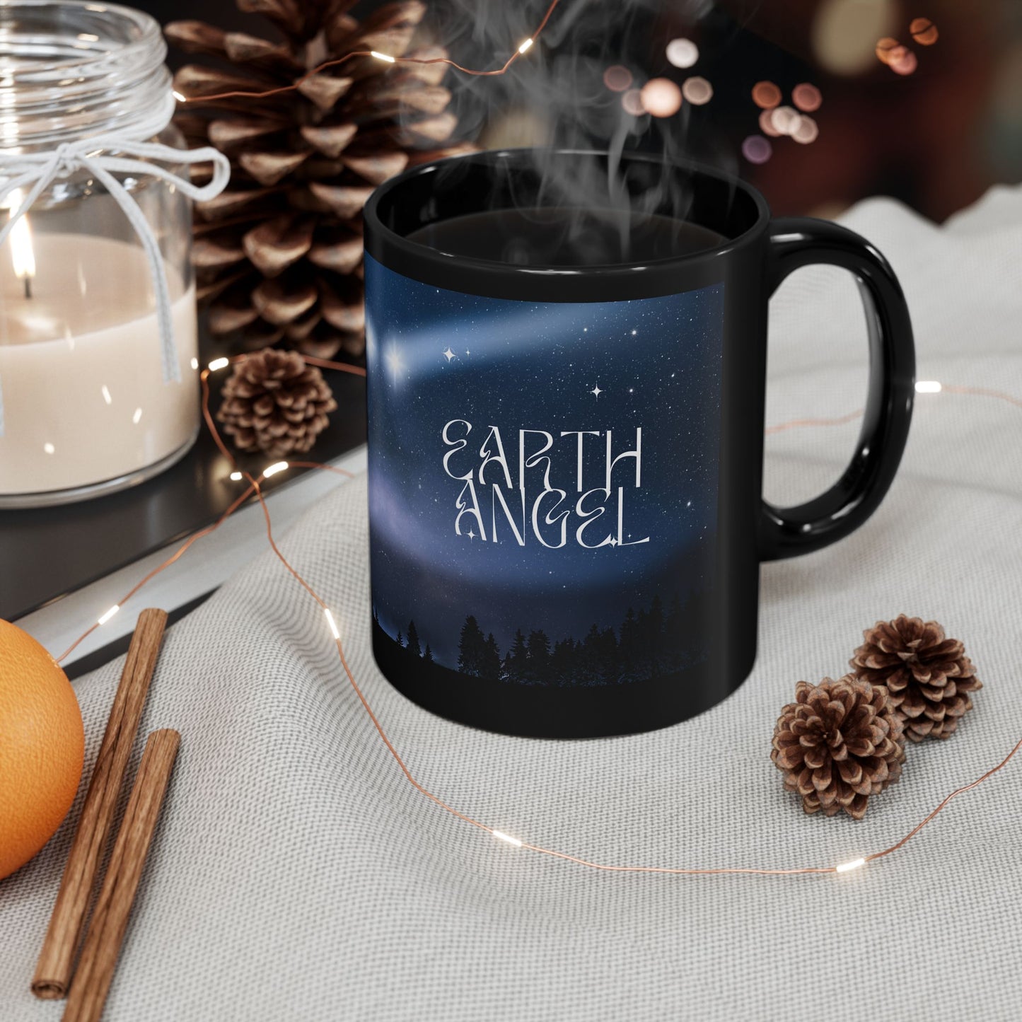 Mug - Earth Angel Black Mug - Celestial Mugs, Inspirational Gifts