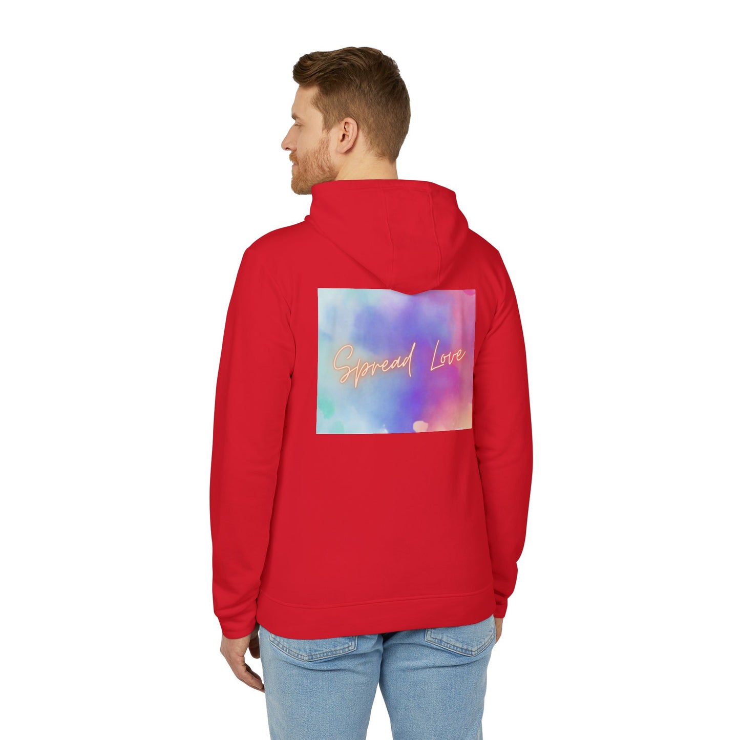 Fleece Hoodie - Spread Love Design, Cosy and Colourful Streetwear