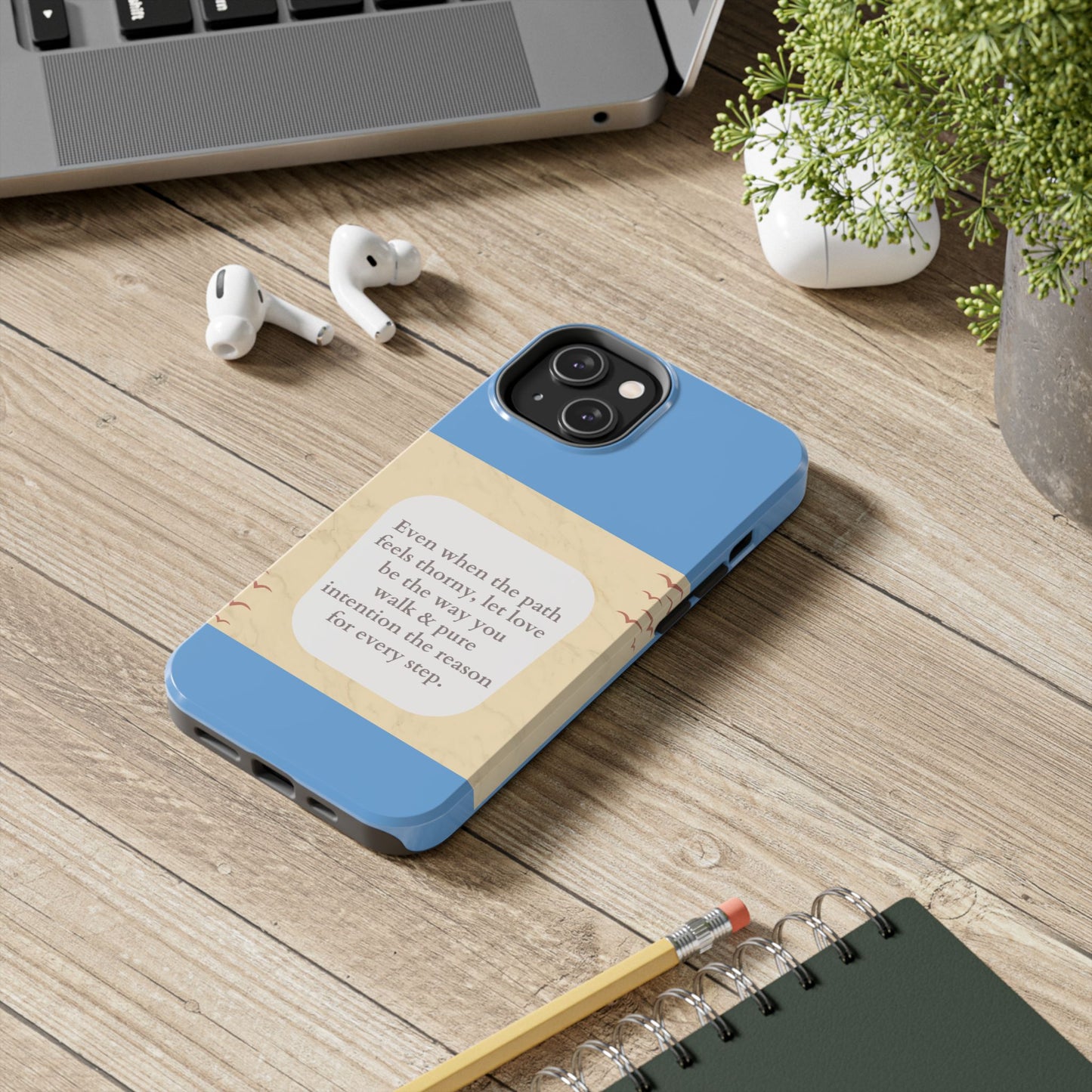 Inspirational Tough Phone Case - Motivational Quote on Vibrant Blue Background
