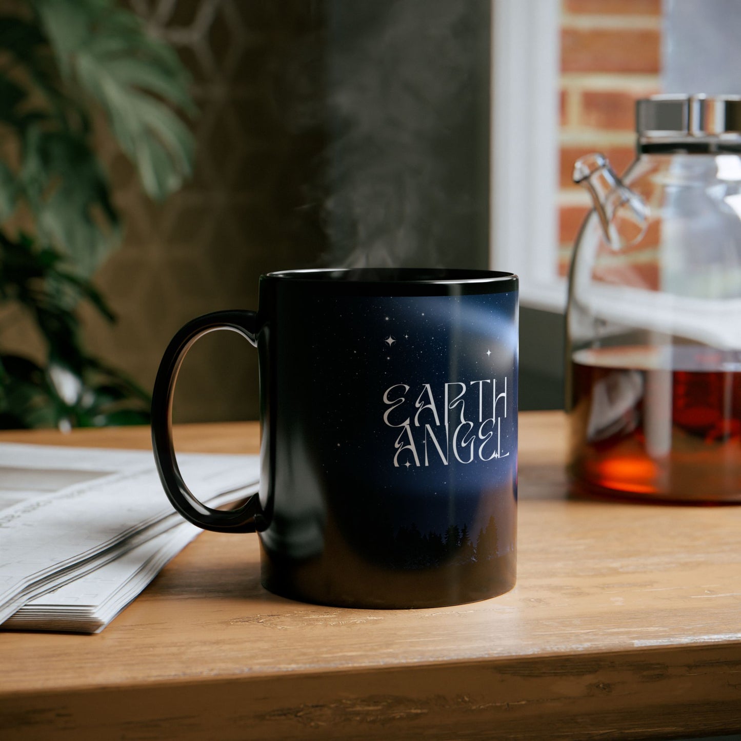 Mug - Earth Angel Black Mug - Celestial Mugs, Inspirational Gifts