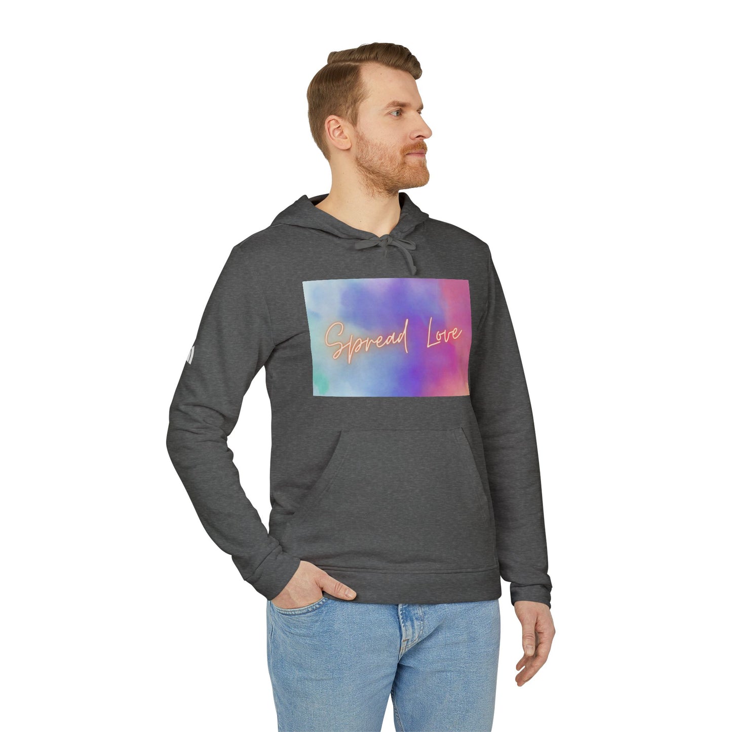 Fleece Hoodie - Spread Love Design, Cosy and Colourful Streetwear