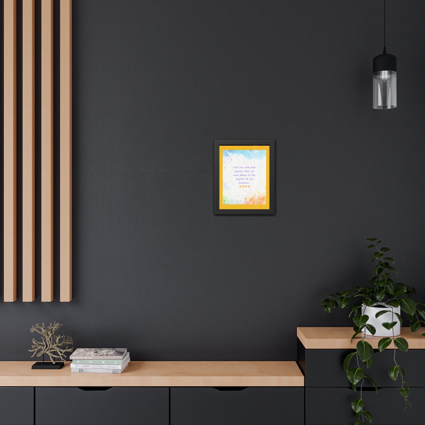 Inspirational Colourful Framed Print - Lets Live With Passion Design