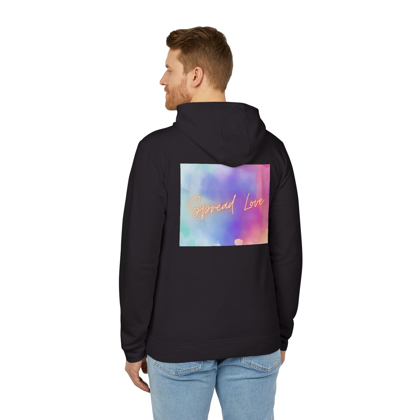 Fleece Hoodie - Spread Love Design, Cosy and Colourful Streetwear
