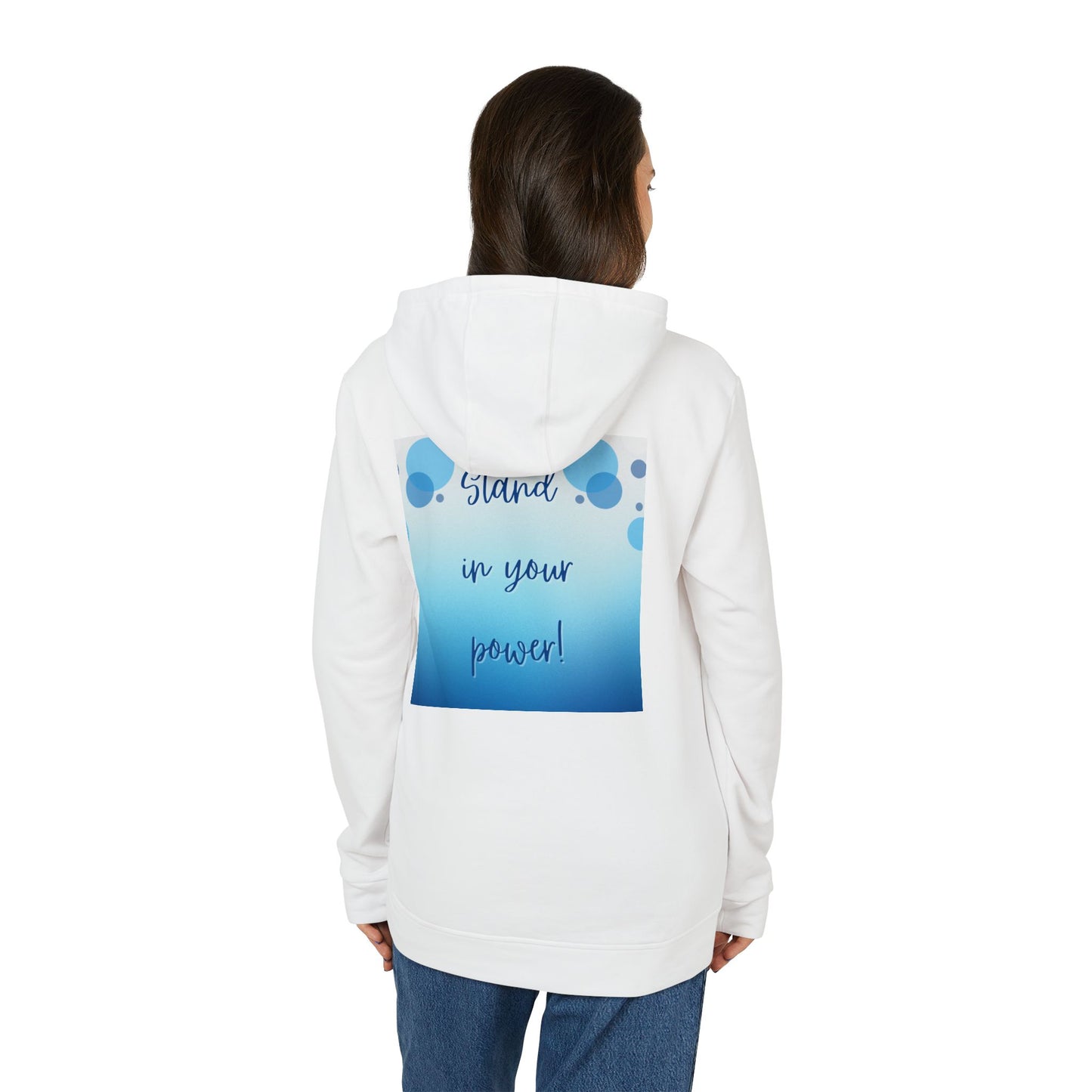 Adidas Fleece Hoodie -Empowering "Stand in Your Power!" Design - Cosy Comfort for Everyday Wear