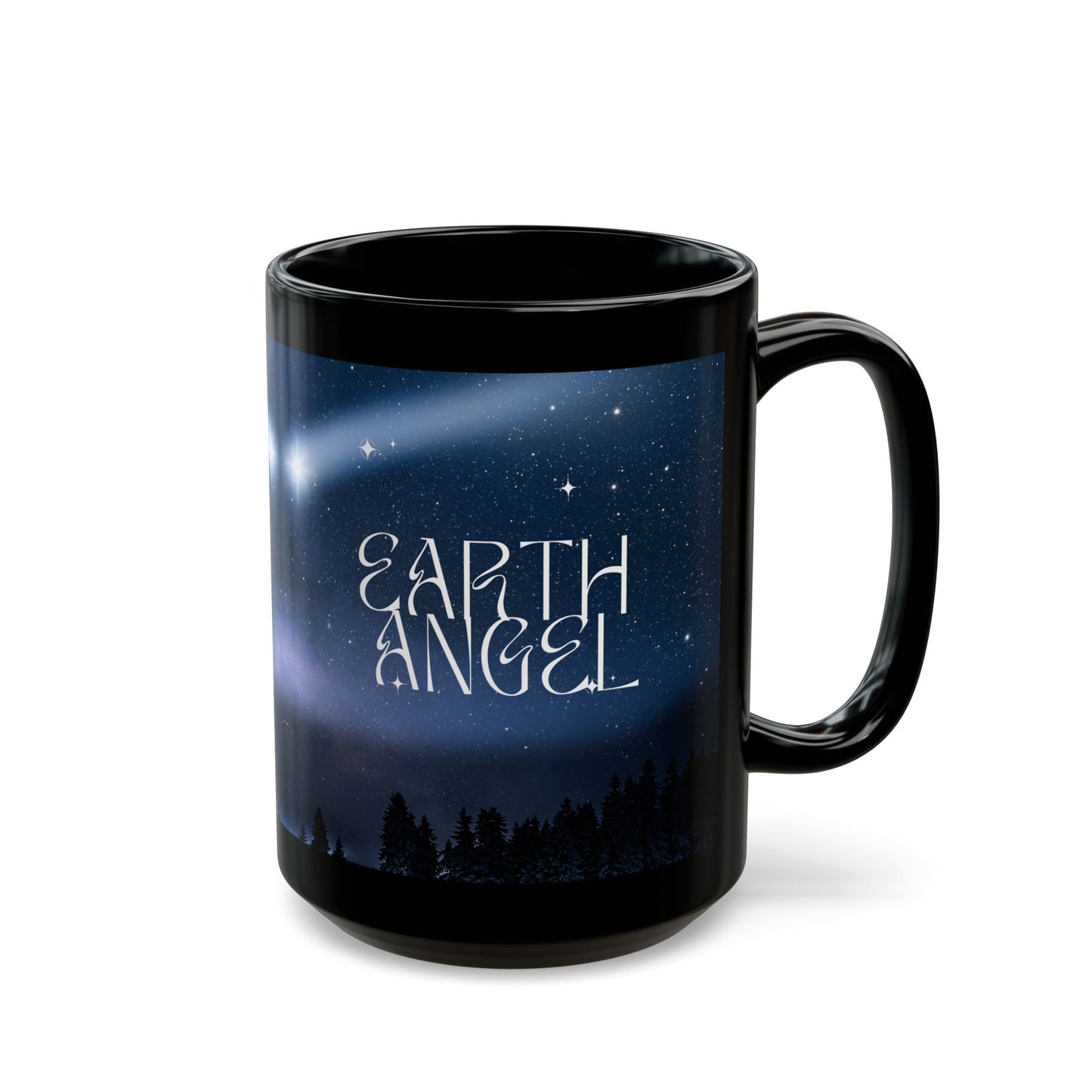 Mug - Earth Angel Black Mug - Celestial Mugs, Inspirational Gifts