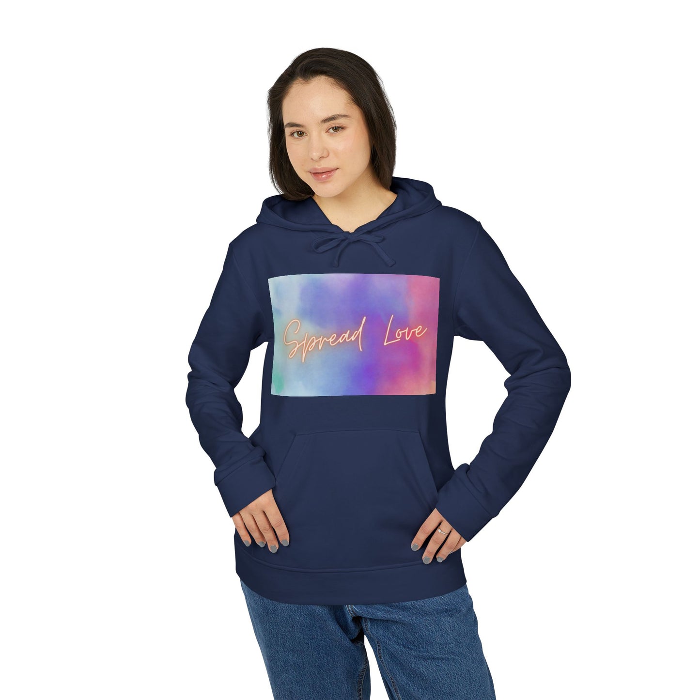Fleece Hoodie - Spread Love Design, Cosy and Colourful Streetwear