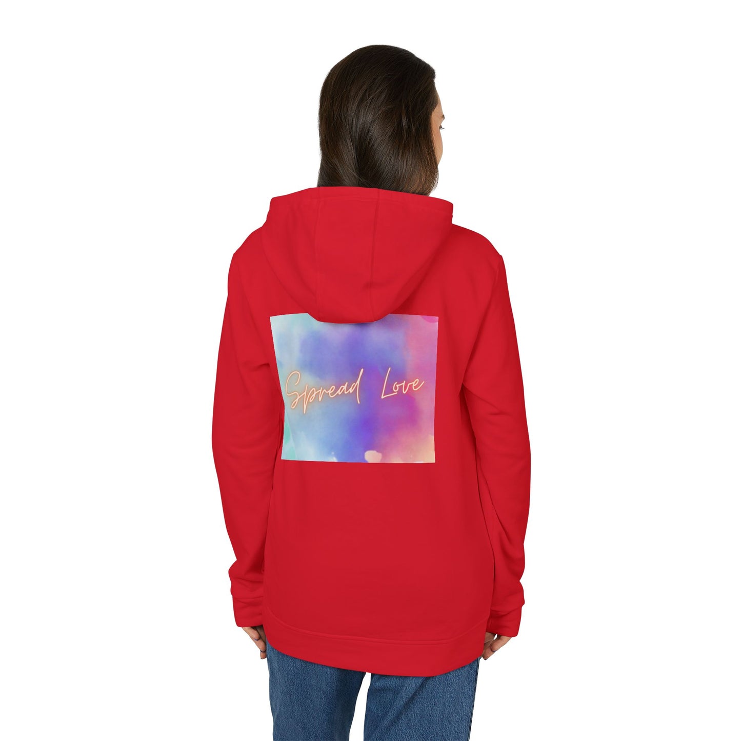 Fleece Hoodie - Spread Love Design, Cosy and Colourful Streetwear