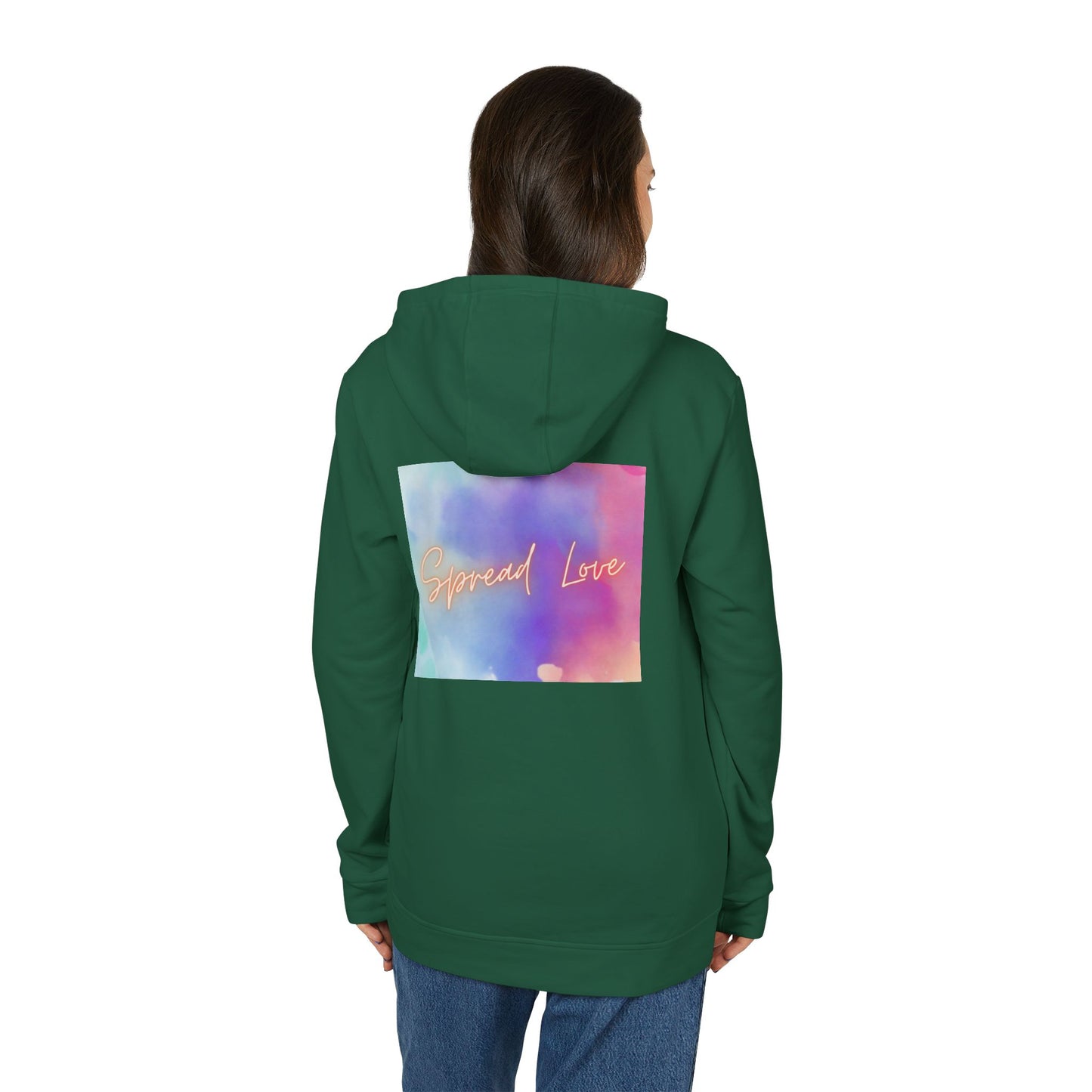 Fleece Hoodie - Spread Love Design, Cosy and Colourful Streetwear