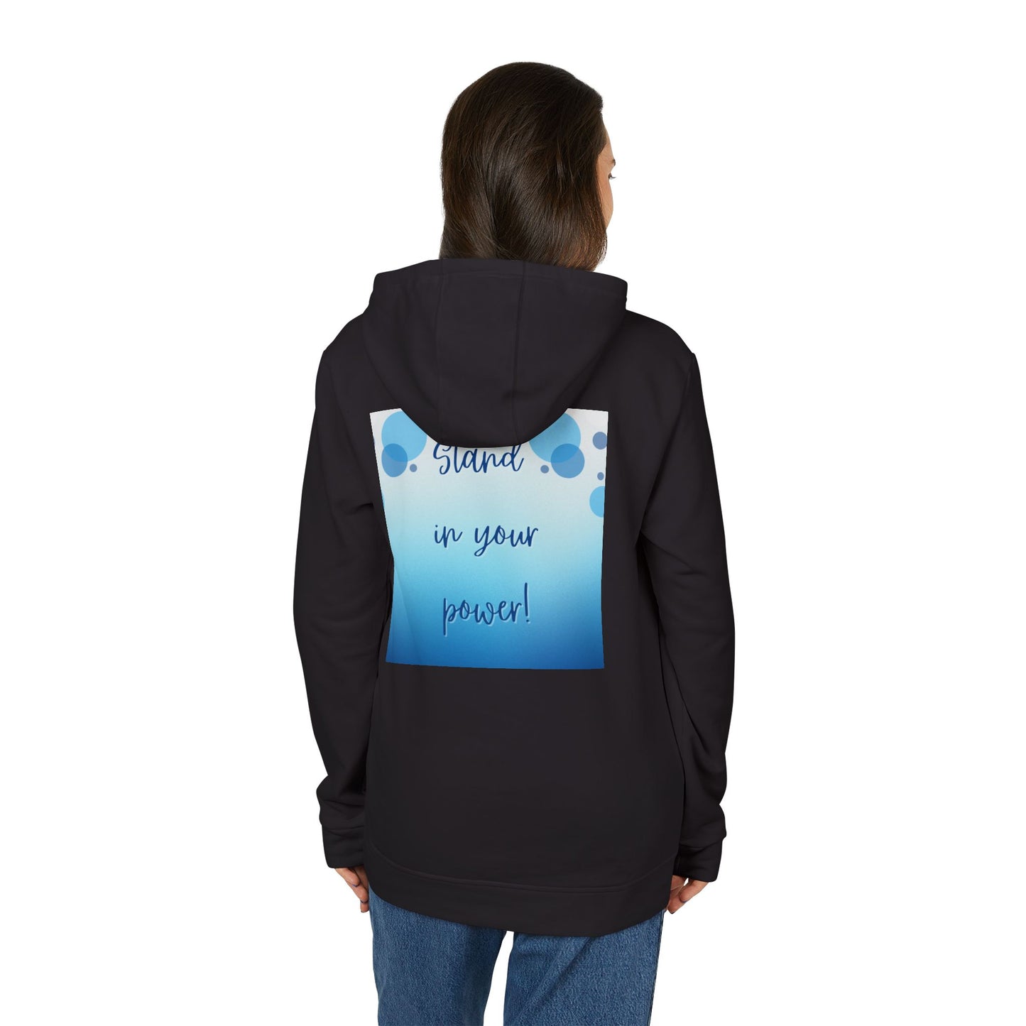 Adidas Fleece Hoodie -Empowering "Stand in Your Power!" Design - Cosy Comfort for Everyday Wear