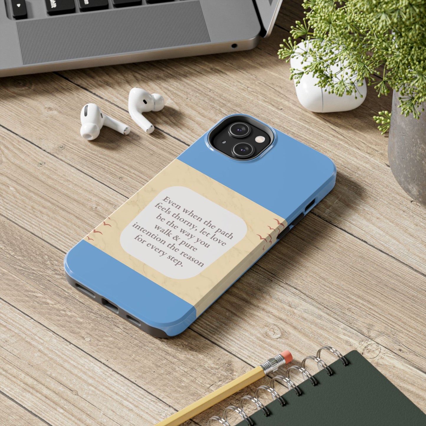 Inspirational Tough Phone Case - Motivational Quote on Vibrant Blue Background