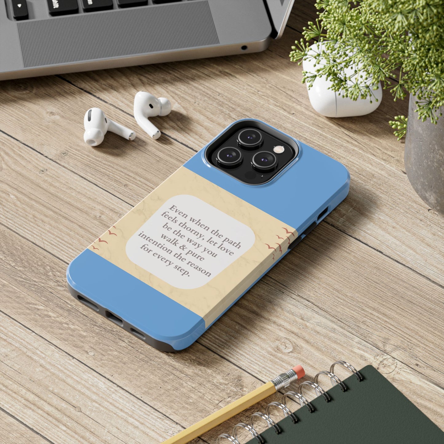 Inspirational Tough Phone Case - Motivational Quote on Vibrant Blue Background