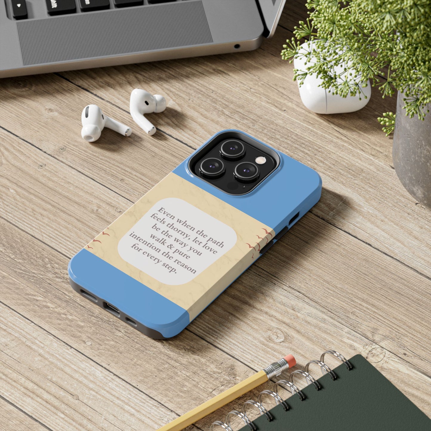 Inspirational Tough Phone Case - Motivational Quote on Vibrant Blue Background