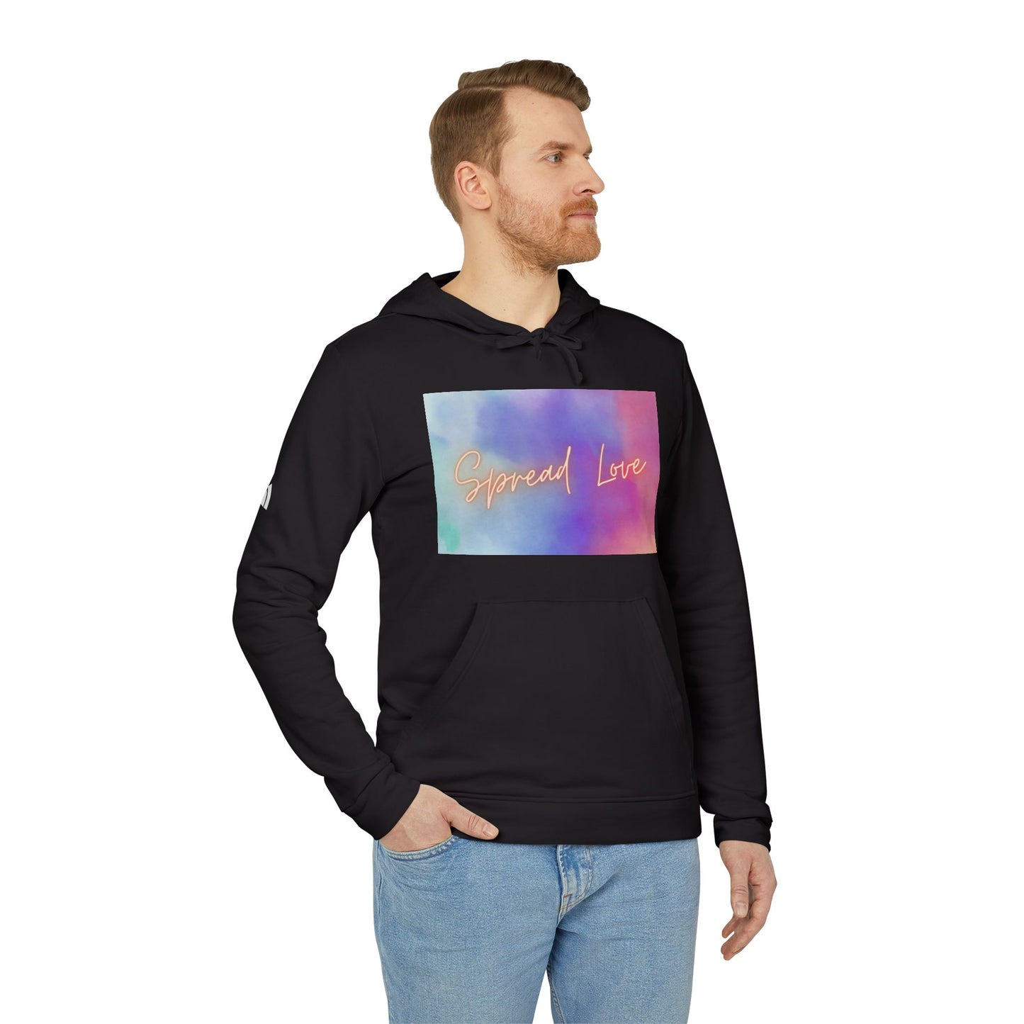 Fleece Hoodie - Spread Love Design, Cosy and Colourful Streetwear