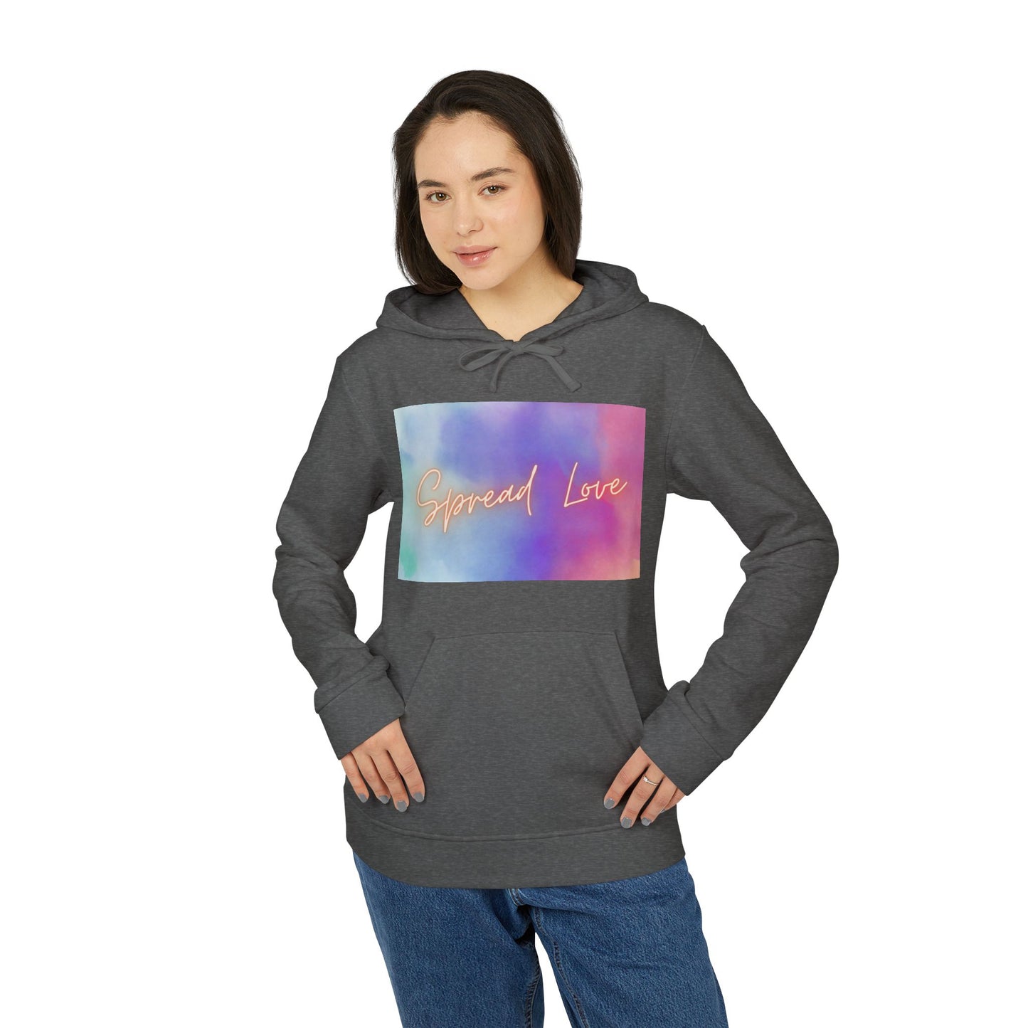 Fleece Hoodie - Spread Love Design, Cosy and Colourful Streetwear