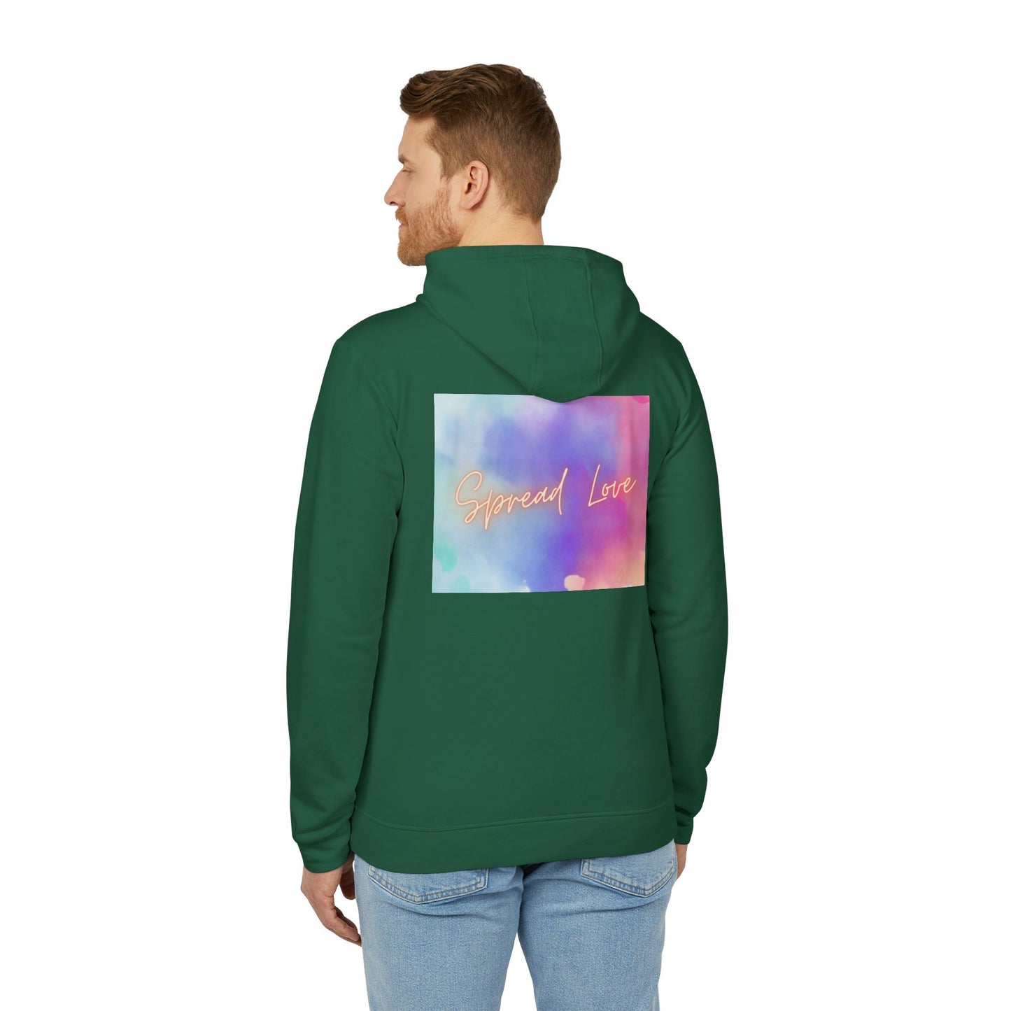 Fleece Hoodie - Spread Love Design, Cosy and Colourful Streetwear