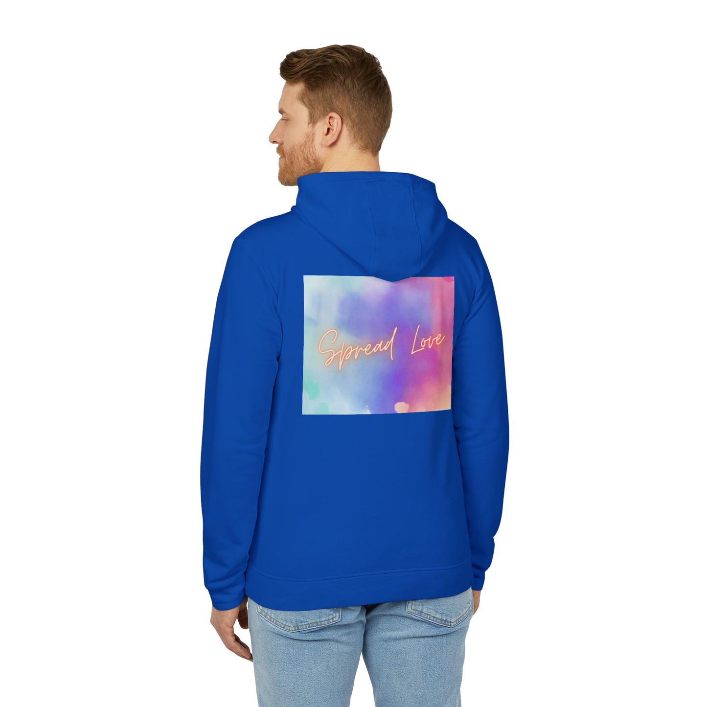 Fleece Hoodie - Spread Love Design, Cosy and Colourful Streetwear