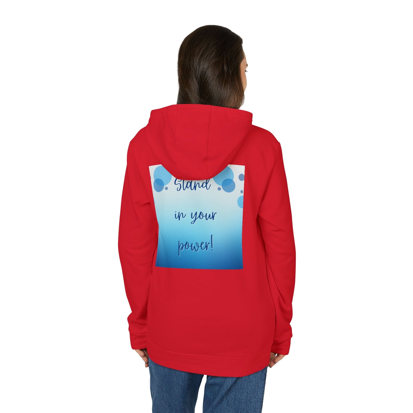 Adidas Fleece Hoodie -Empowering "Stand in Your Power!" Design - Cosy Comfort for Everyday Wear