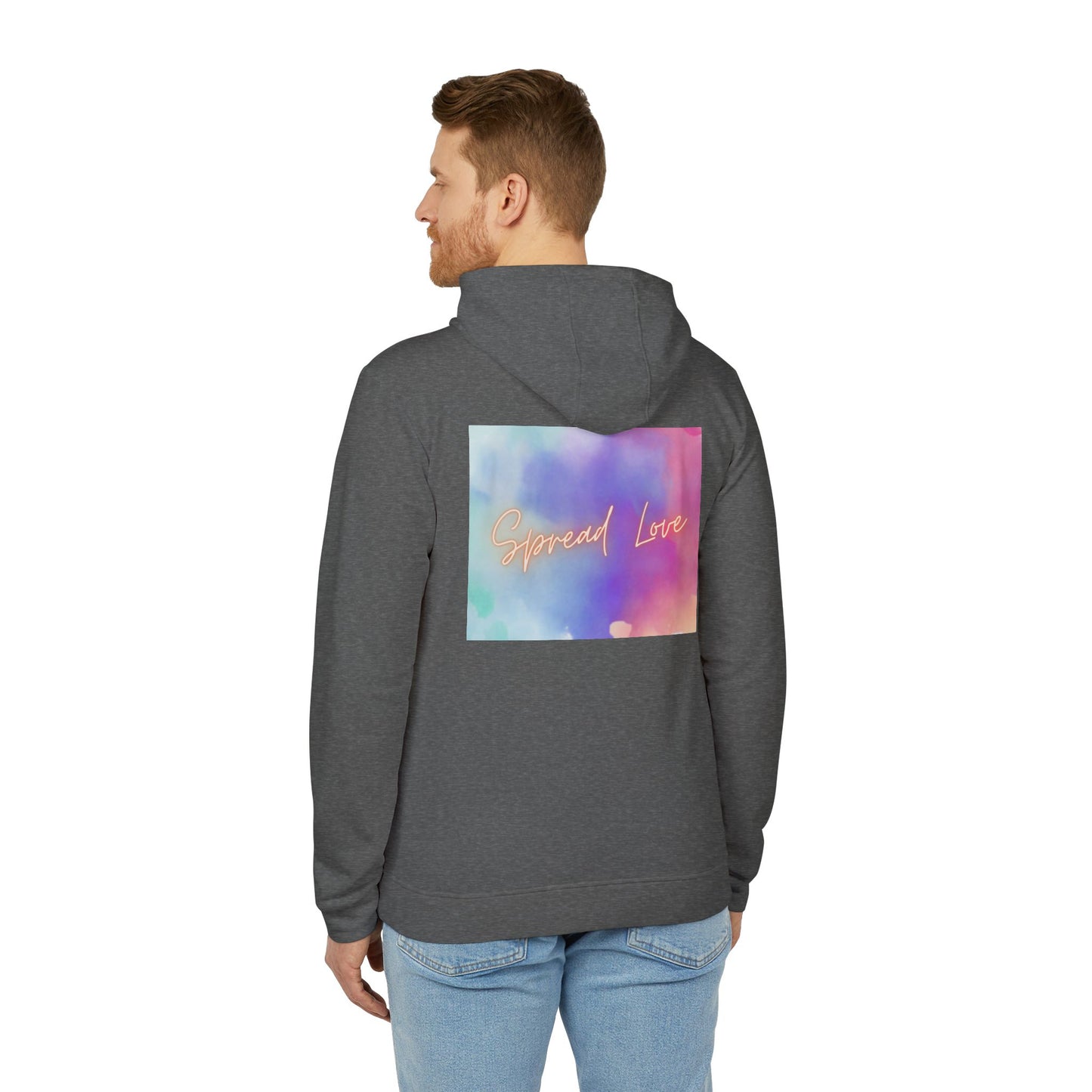 Fleece Hoodie - Spread Love Design, Cosy and Colourful Streetwear
