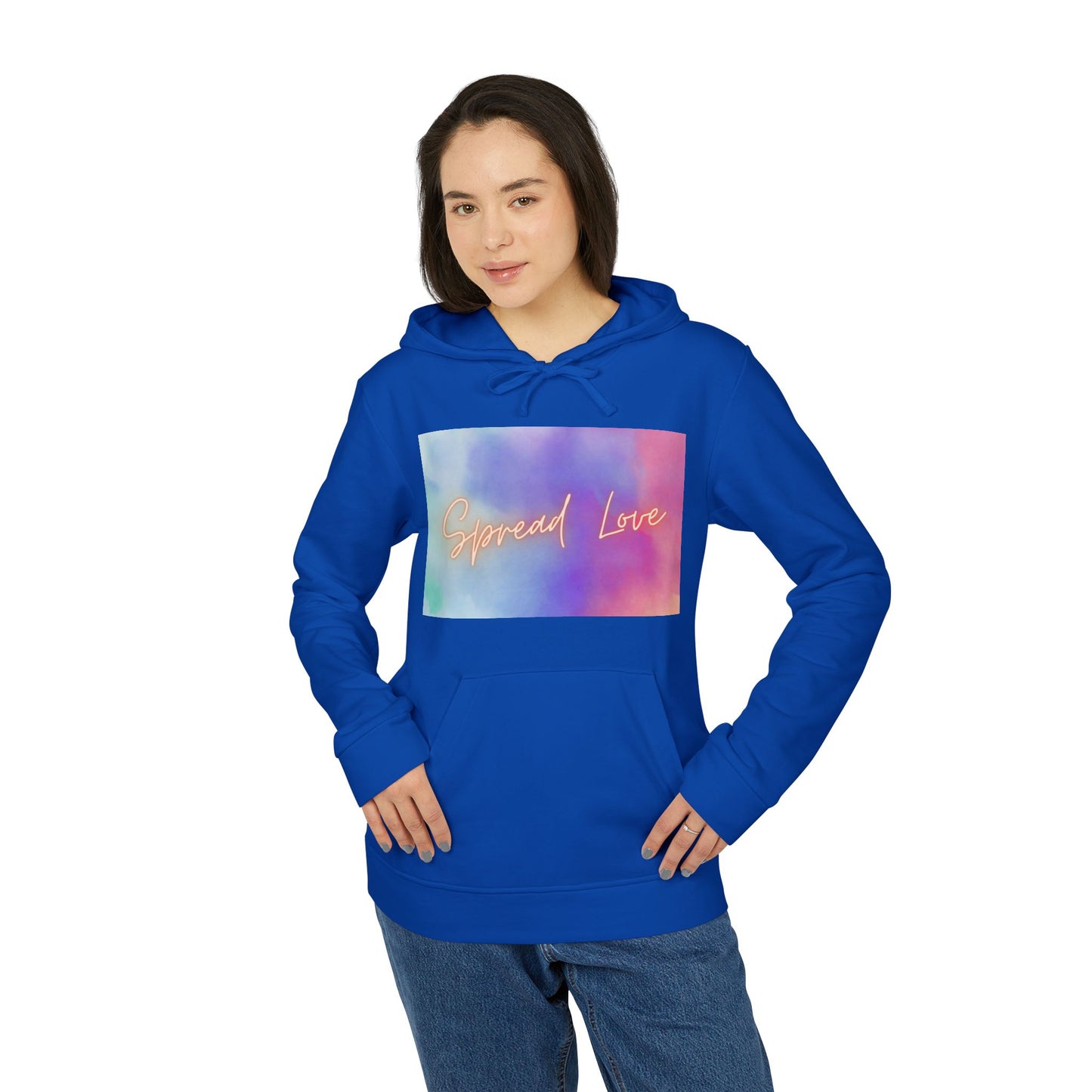 Fleece Hoodie - Spread Love Design, Cosy and Colourful Streetwear