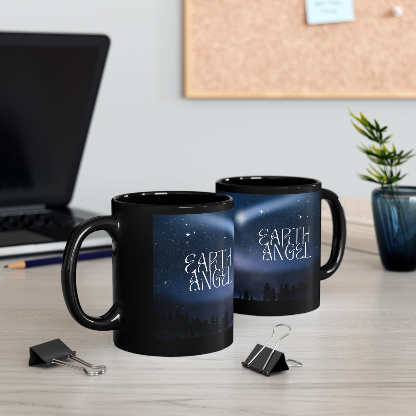 Mug - Earth Angel Black Mug - Celestial Mugs, Inspirational Gifts