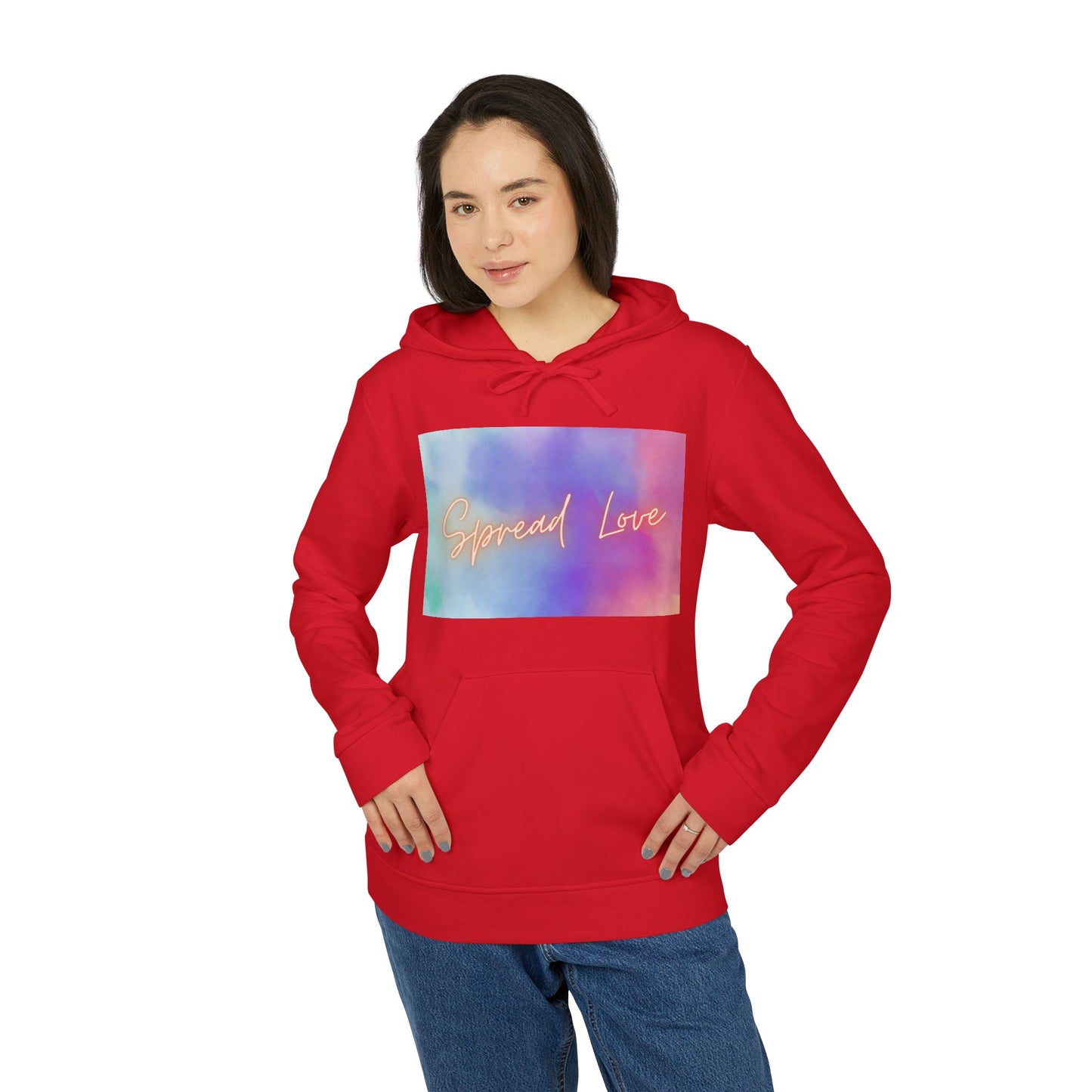 Fleece Hoodie - Spread Love Design, Cosy and Colourful Streetwear
