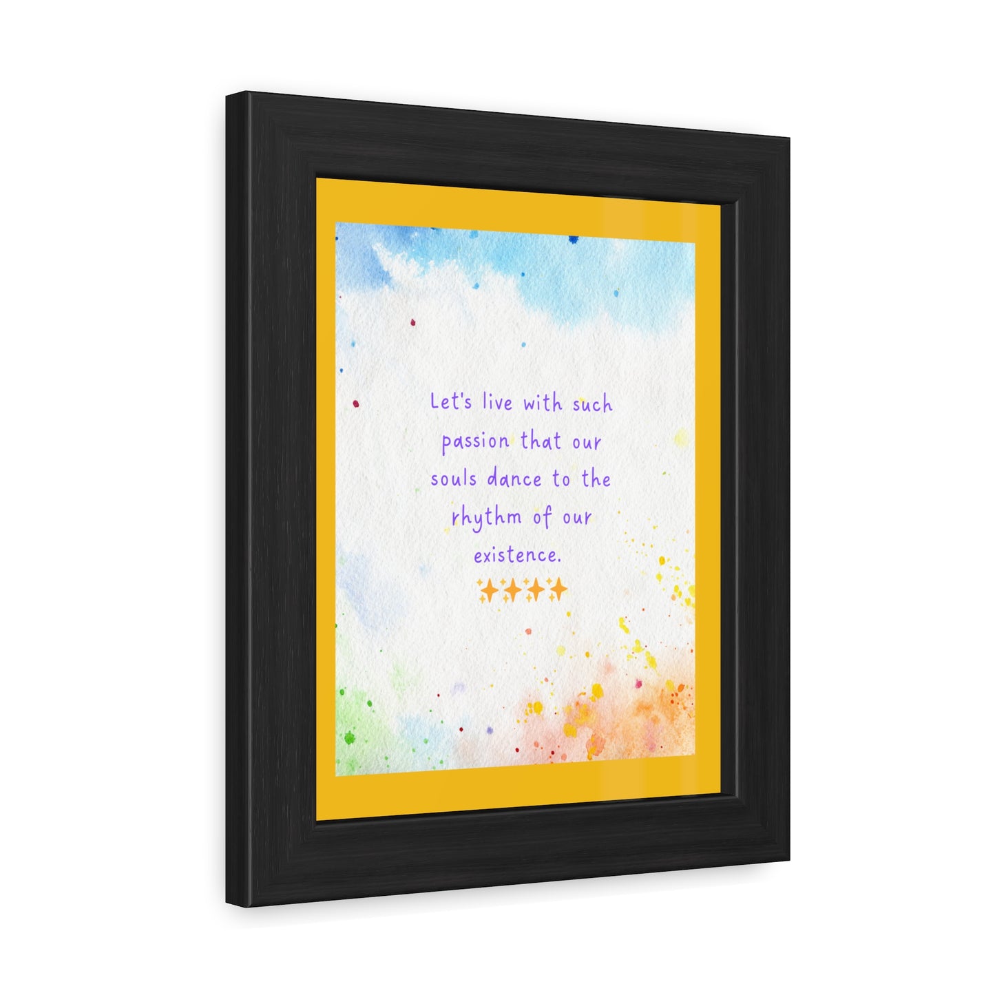 Inspirational Colourful Framed Print - Lets Live With Passion Design