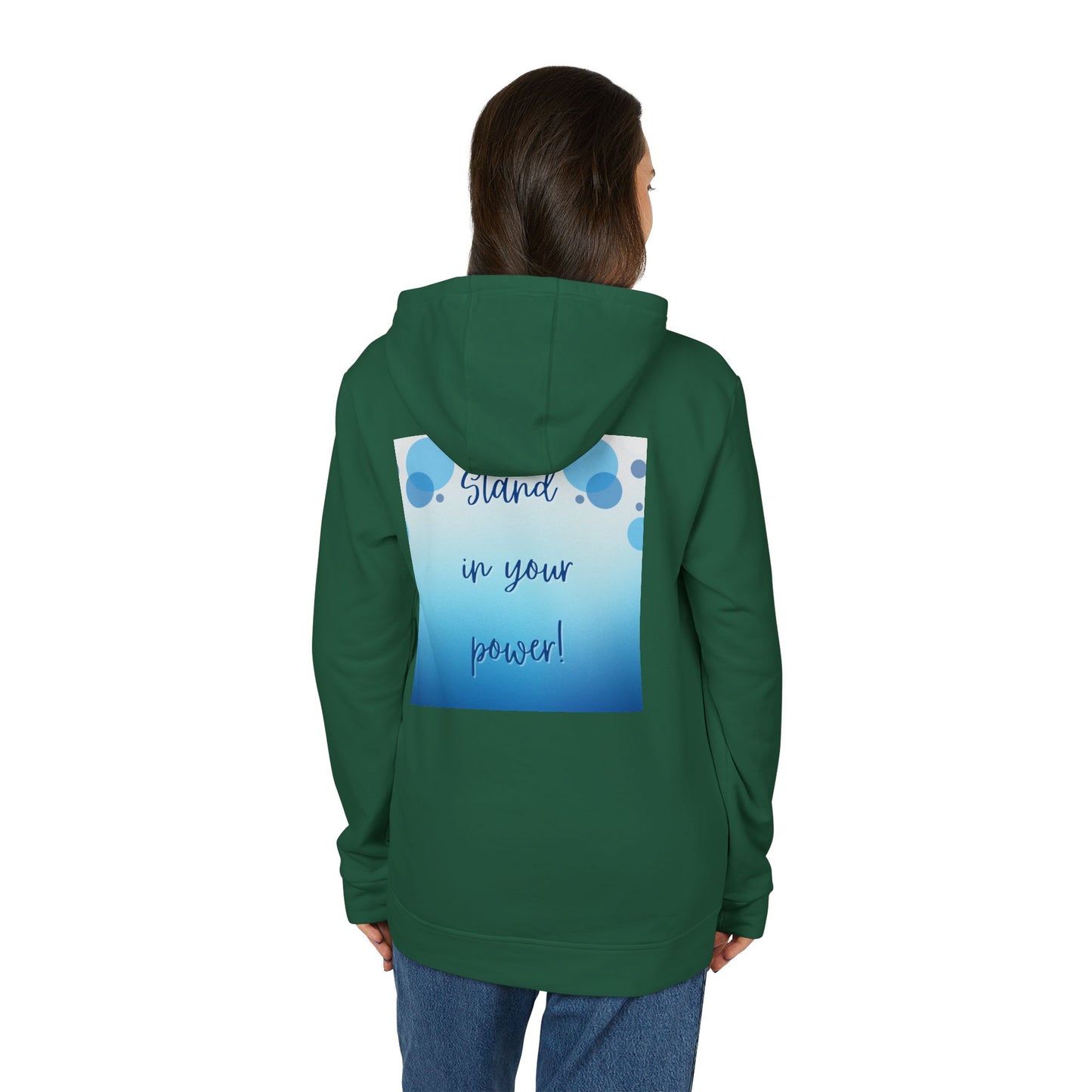 Adidas Fleece Hoodie -Empowering "Stand in Your Power!" Design - Cosy Comfort for Everyday Wear
