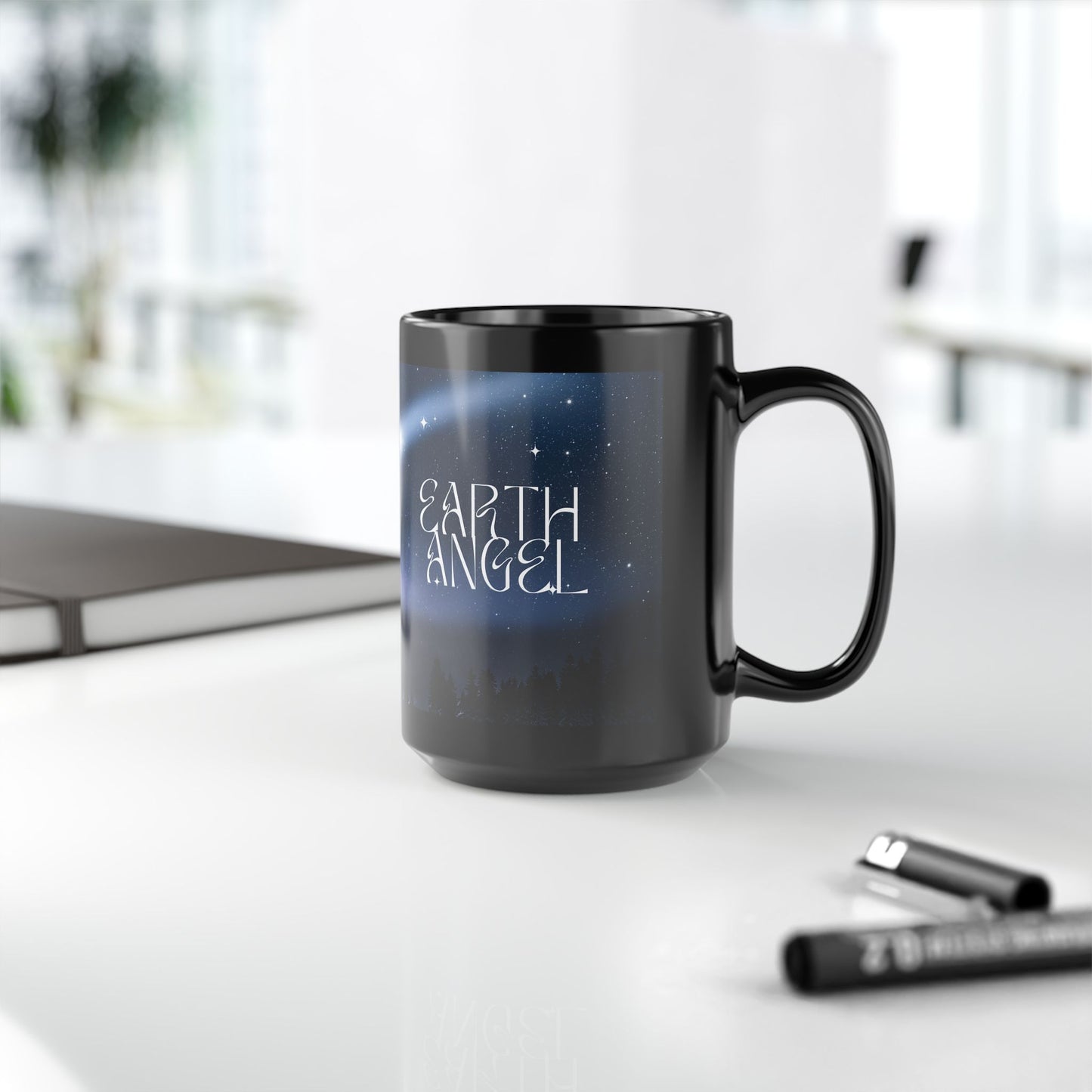 Mug - Earth Angel Black Mug - Celestial Mugs, Inspirational Gifts