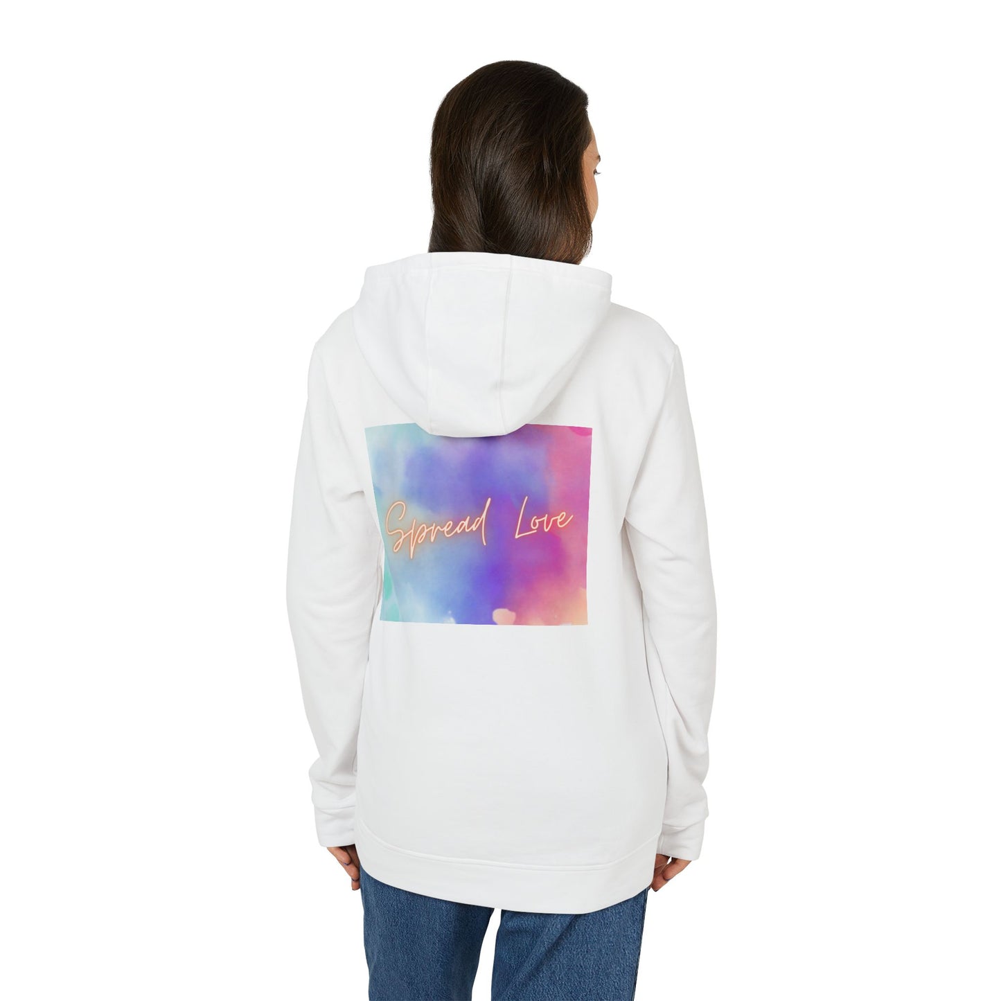 Fleece Hoodie - Spread Love Design, Cosy and Colourful Streetwear