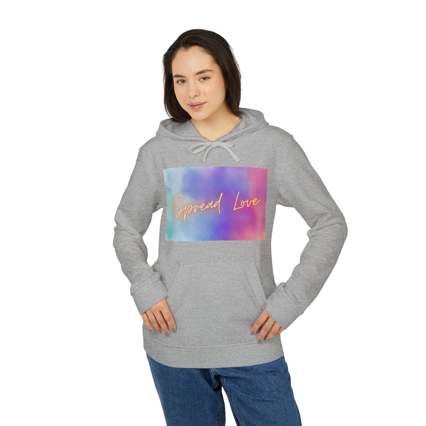 Fleece Hoodie - Spread Love Design, Cosy and Colourful Streetwear