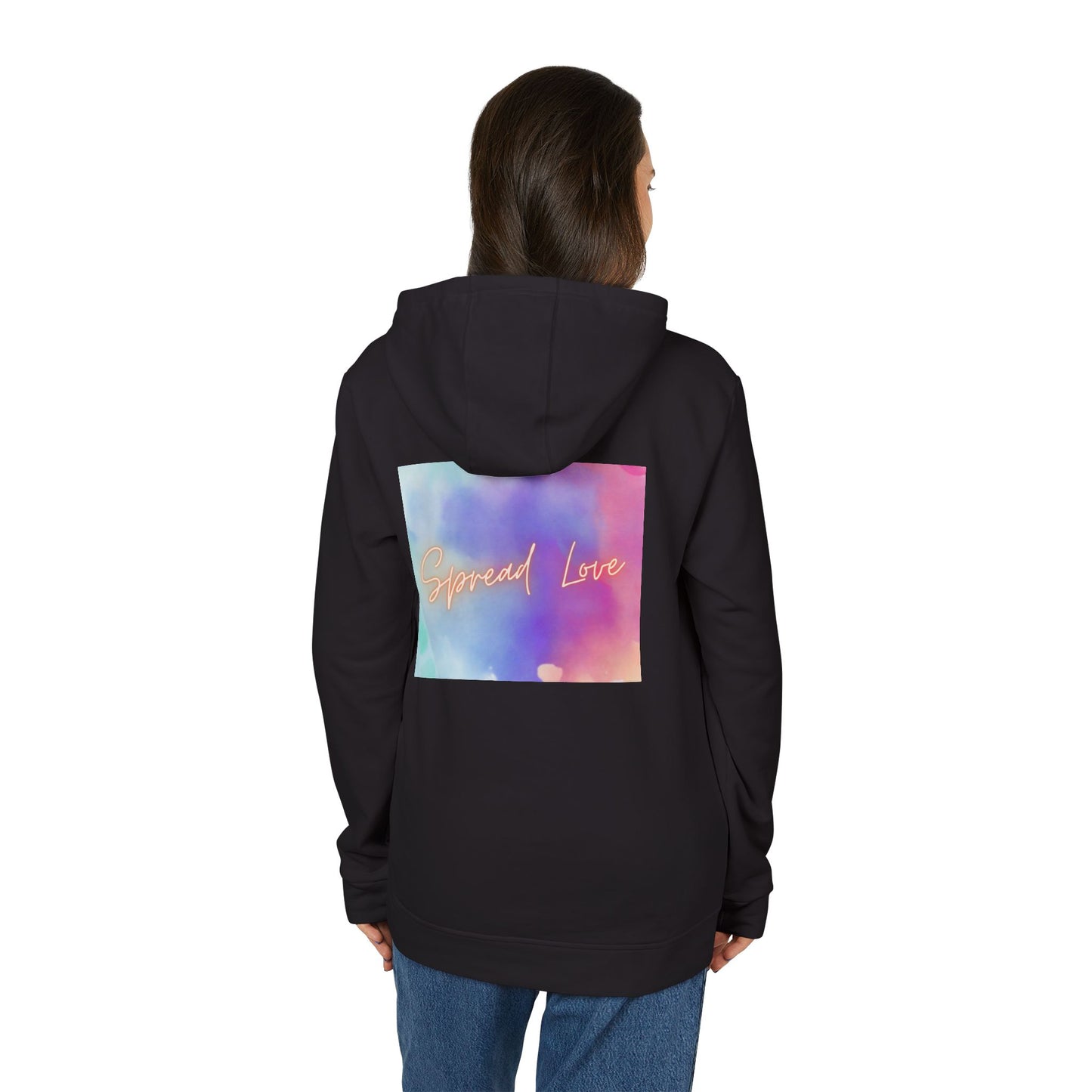 Fleece Hoodie - Spread Love Design, Cosy and Colourful Streetwear