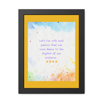 Inspirational Colourful Framed Print - Lets Live With Passion Design