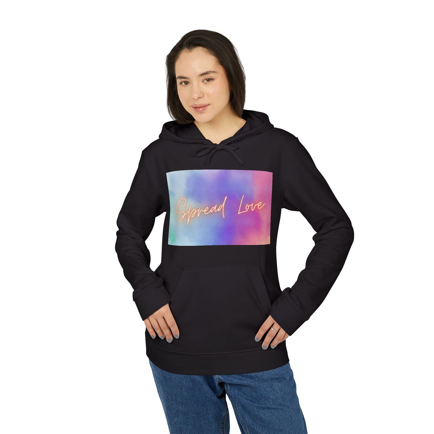 Fleece Hoodie - Spread Love Design, Cosy and Colourful Streetwear