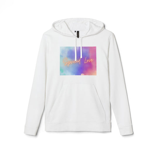 Adidas Fleece Hoodie - Spread Love Design, Cosy and Colourful Streetwear