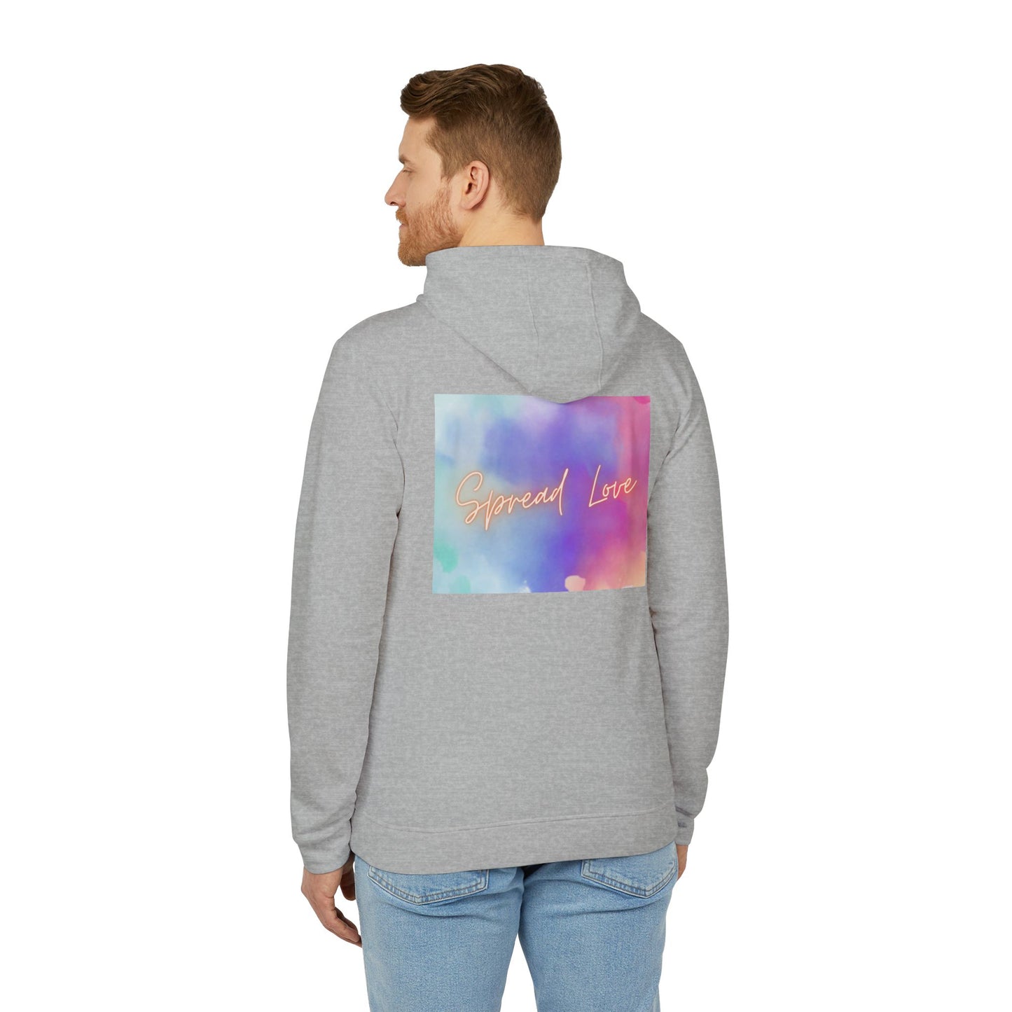 Fleece Hoodie - Spread Love Design, Cosy and Colourful Streetwear