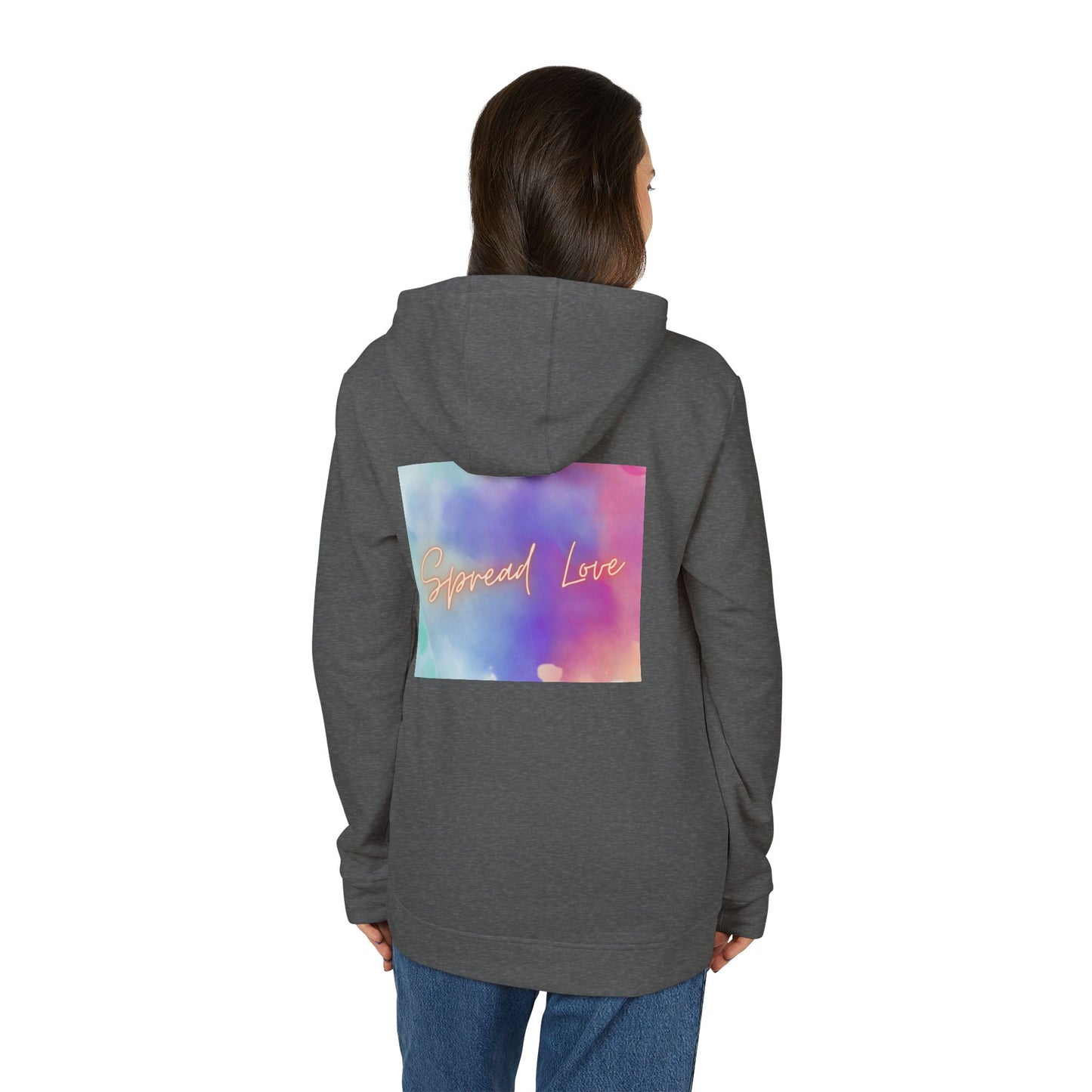 Fleece Hoodie - Spread Love Design, Cosy and Colourful Streetwear
