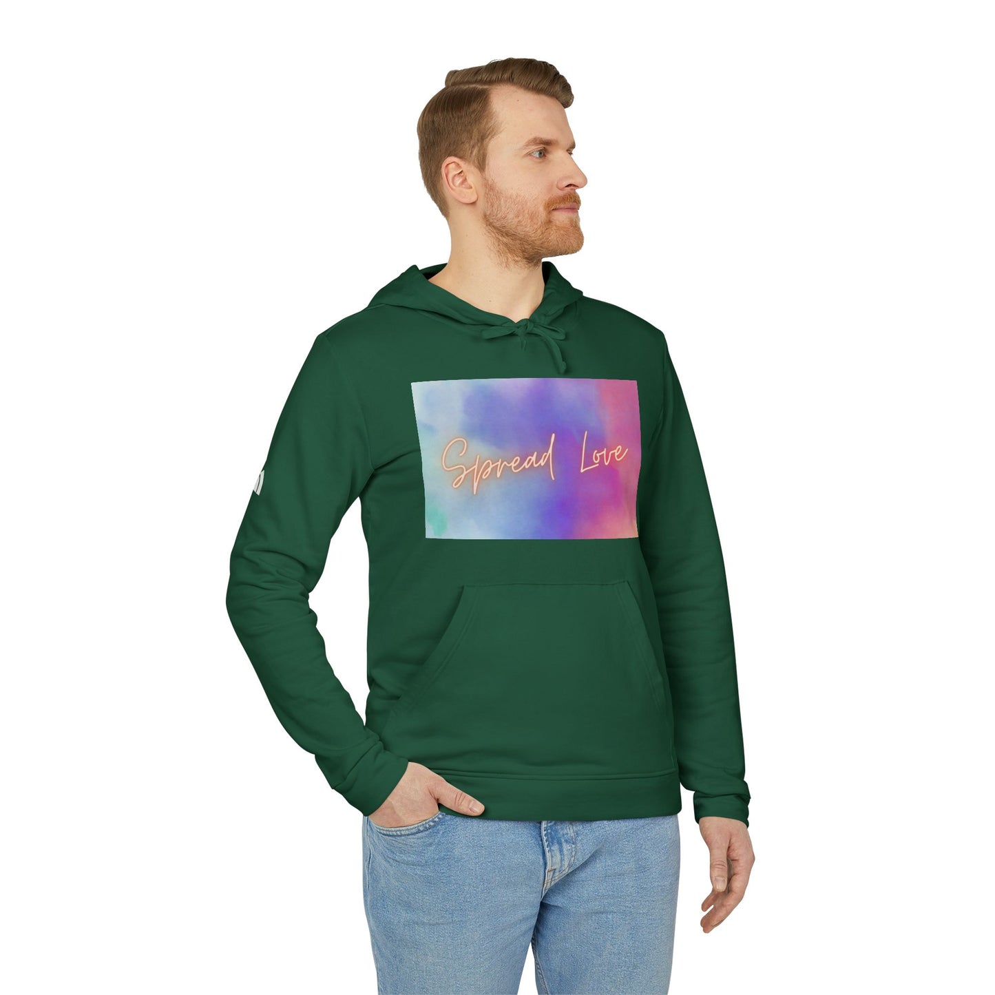 Fleece Hoodie - Spread Love Design, Cosy and Colourful Streetwear