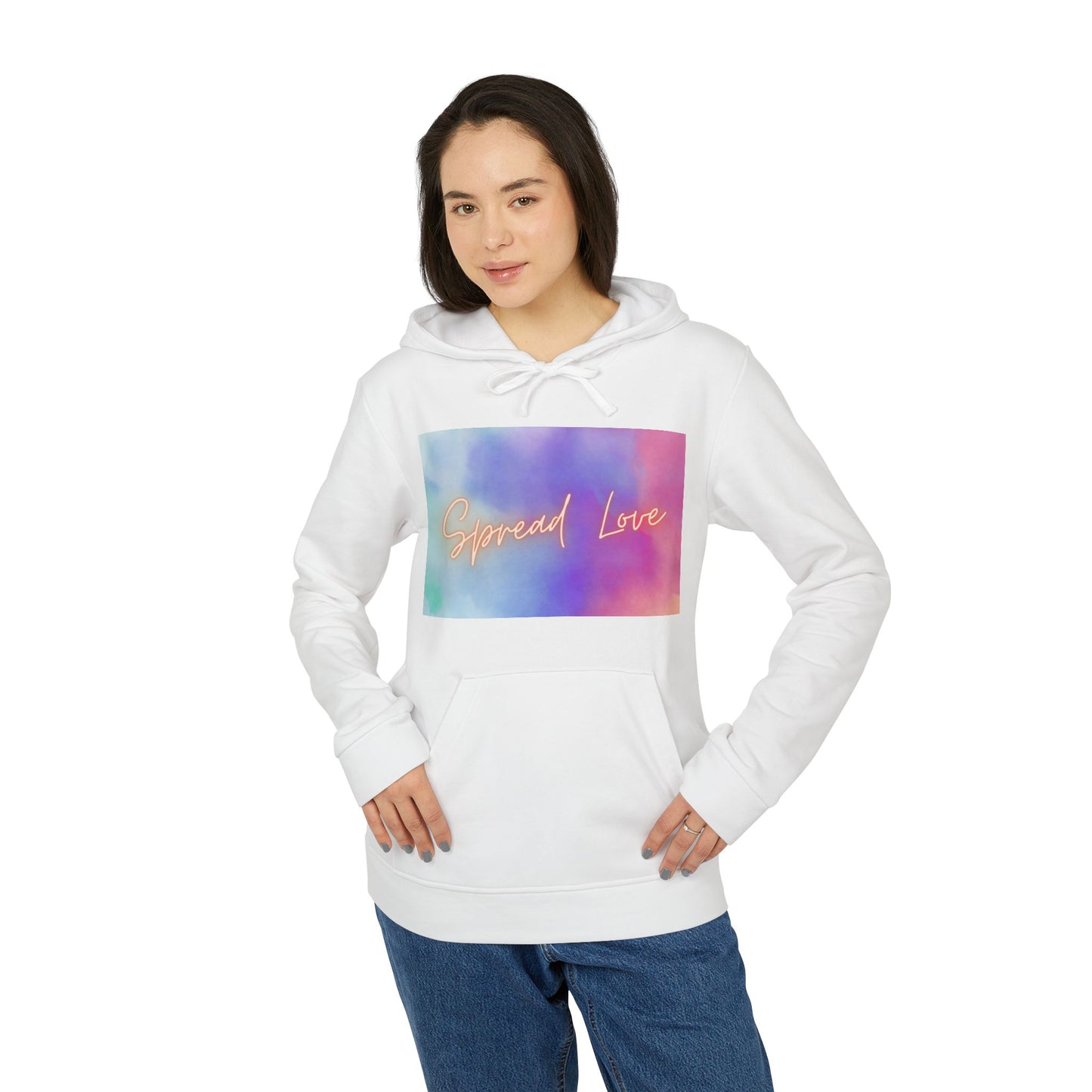 Fleece Hoodie - Spread Love Design, Cosy and Colourful Streetwear
