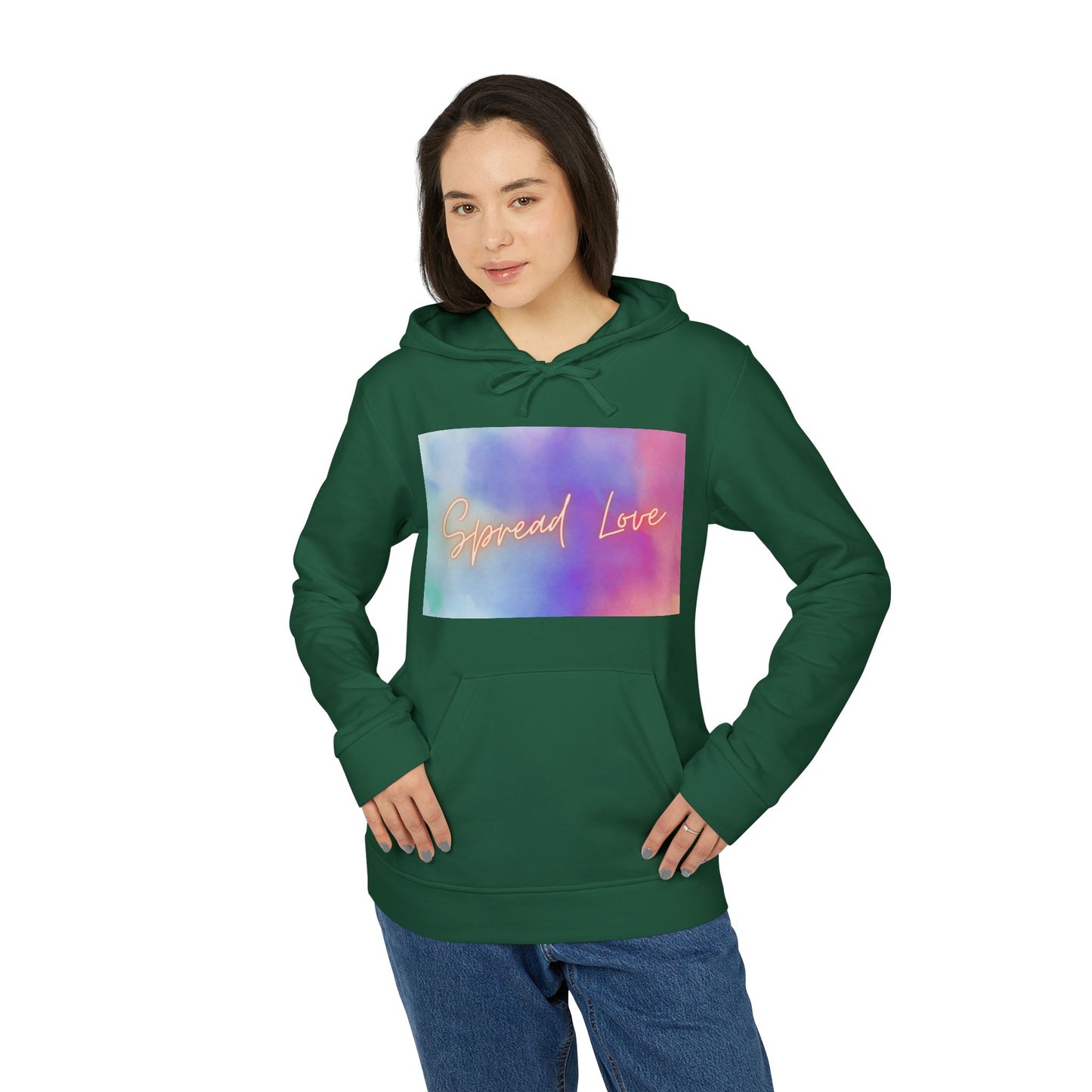 Fleece Hoodie - Spread Love Design, Cosy and Colourful Streetwear
