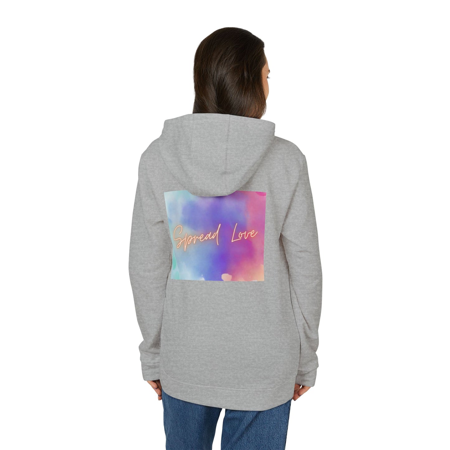 Fleece Hoodie - Spread Love Design, Cosy and Colourful Streetwear