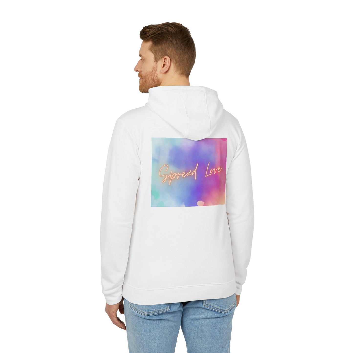 Fleece Hoodie - Spread Love Design, Cosy and Colourful Streetwear