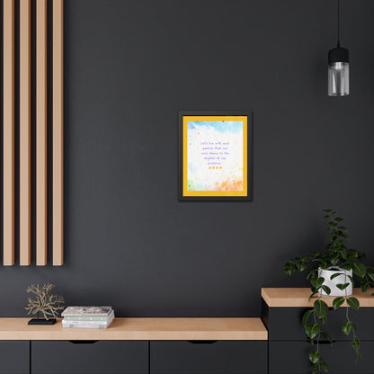 Inspirational Colourful Framed Print - Lets Live With Passion Design