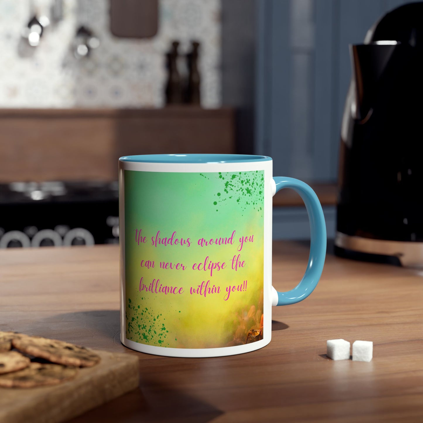 Two tone mug - Shadows around you can never eclipse the brilliance within design