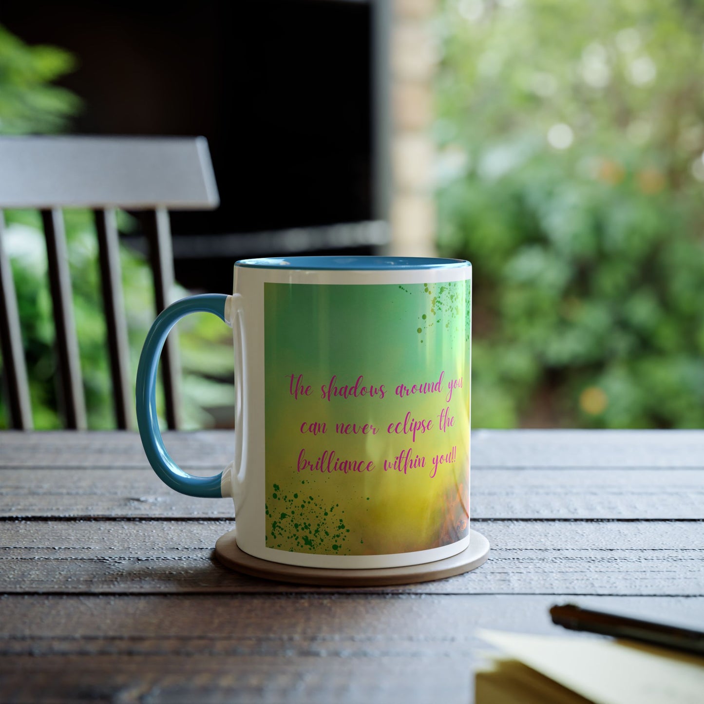 Two tone mug - Shadows around you can never eclipse the brilliance within design